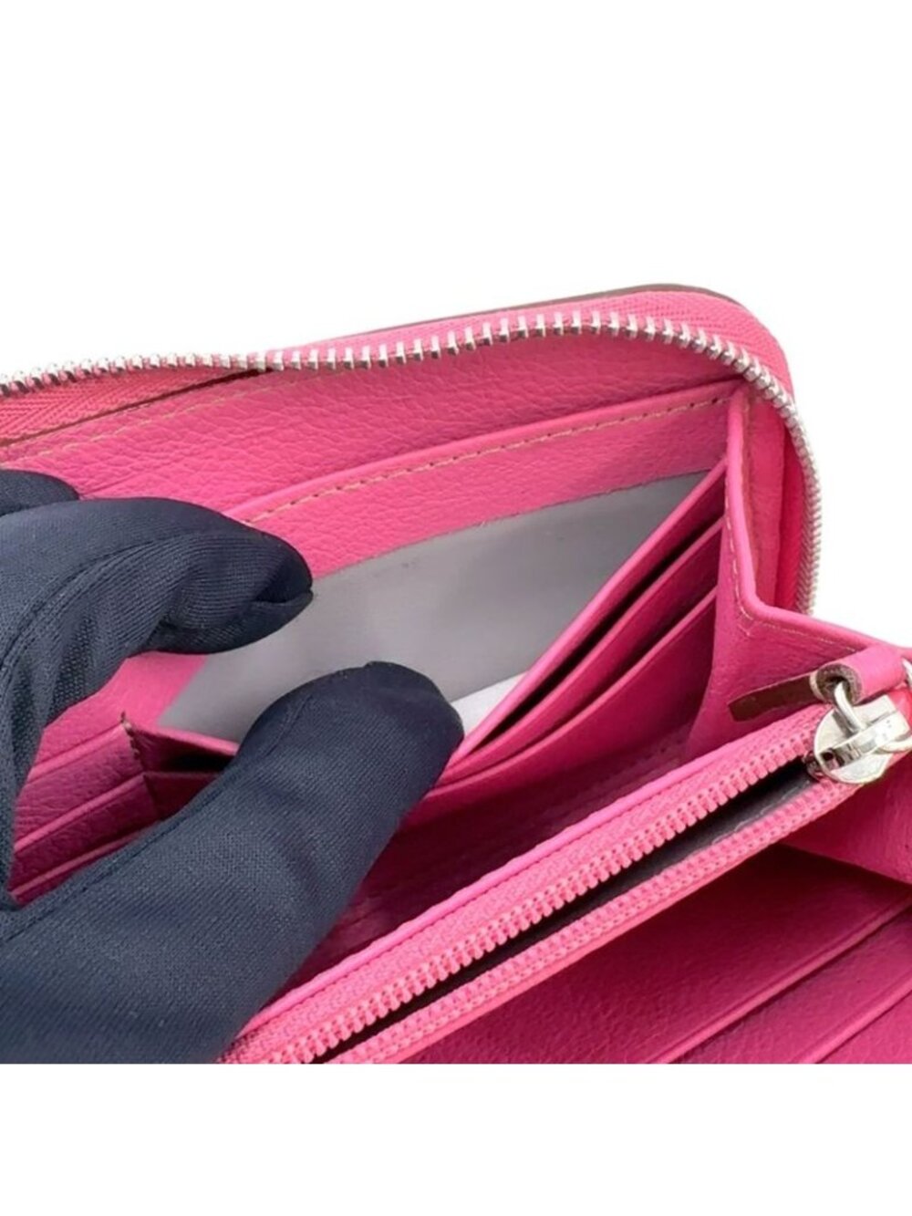 ★SOLD★ Cartier C de Cartier International Wallet Leather Pink Silver - Picture 8 of 13